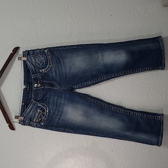 Vigoss The New York Capri Women's Denim Blue Jean Strech Flap Pocket 7/8 - Picture 1 of 8